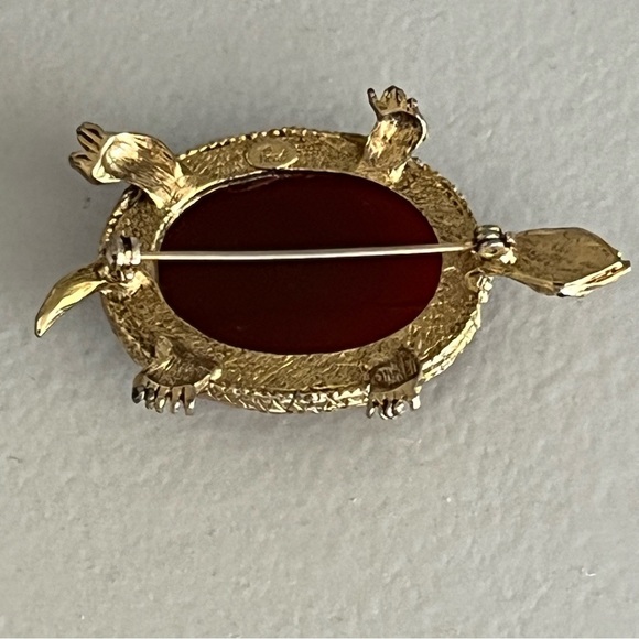 SIGNED HOBE TURTLE TORTOISE FIGURAL BROOCH PIN RARE VINTAGE HEIRLOOM PIECE - Picture 6 of 13